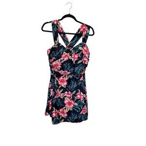 Cocopear Women's Plus 3XL Floral Print Criss Cross One‎ Piece Swimdress Resort